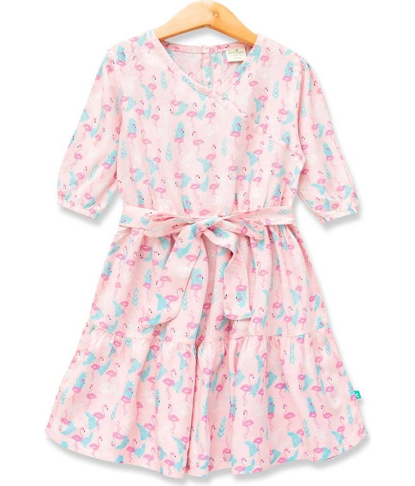 Juscubs Cotton Fit And Flare Dress For Girls ( Pack of 1 , Pink )