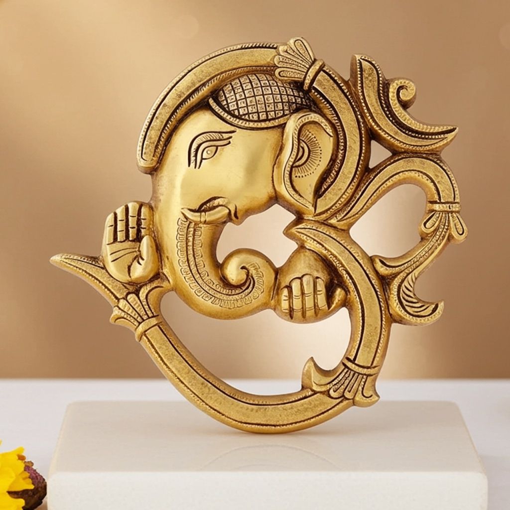 Brass Showpiece Om With Ganesh Face God Idol Statue (BSMAS1609 C)