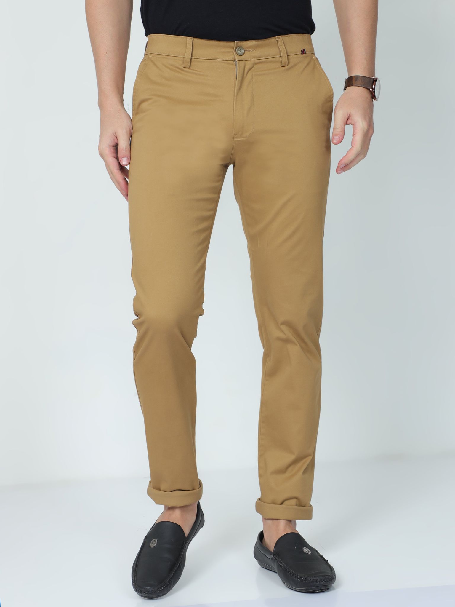Classic Polo Mens Moderate Fit Solid Khakhi Color Trousers | To2-17 C-Kha-Mf-Ly