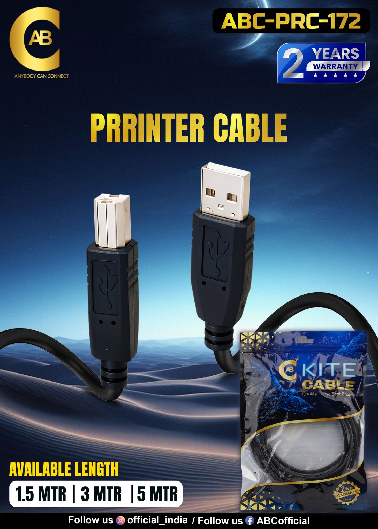 PRINTER CABLE 1.5M (2Year Warranty)