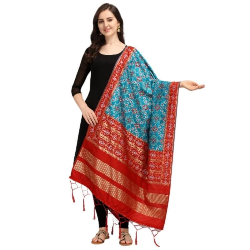Women's Silk Pure weaving Work Duppatta (Blue, Leangth: 2-2.3 Mtrs)-PID44885