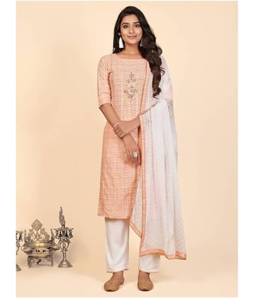 Vbuyz - Peach Straight Rayon Women's Stitched Salwar Suit ( Pack of 1 )