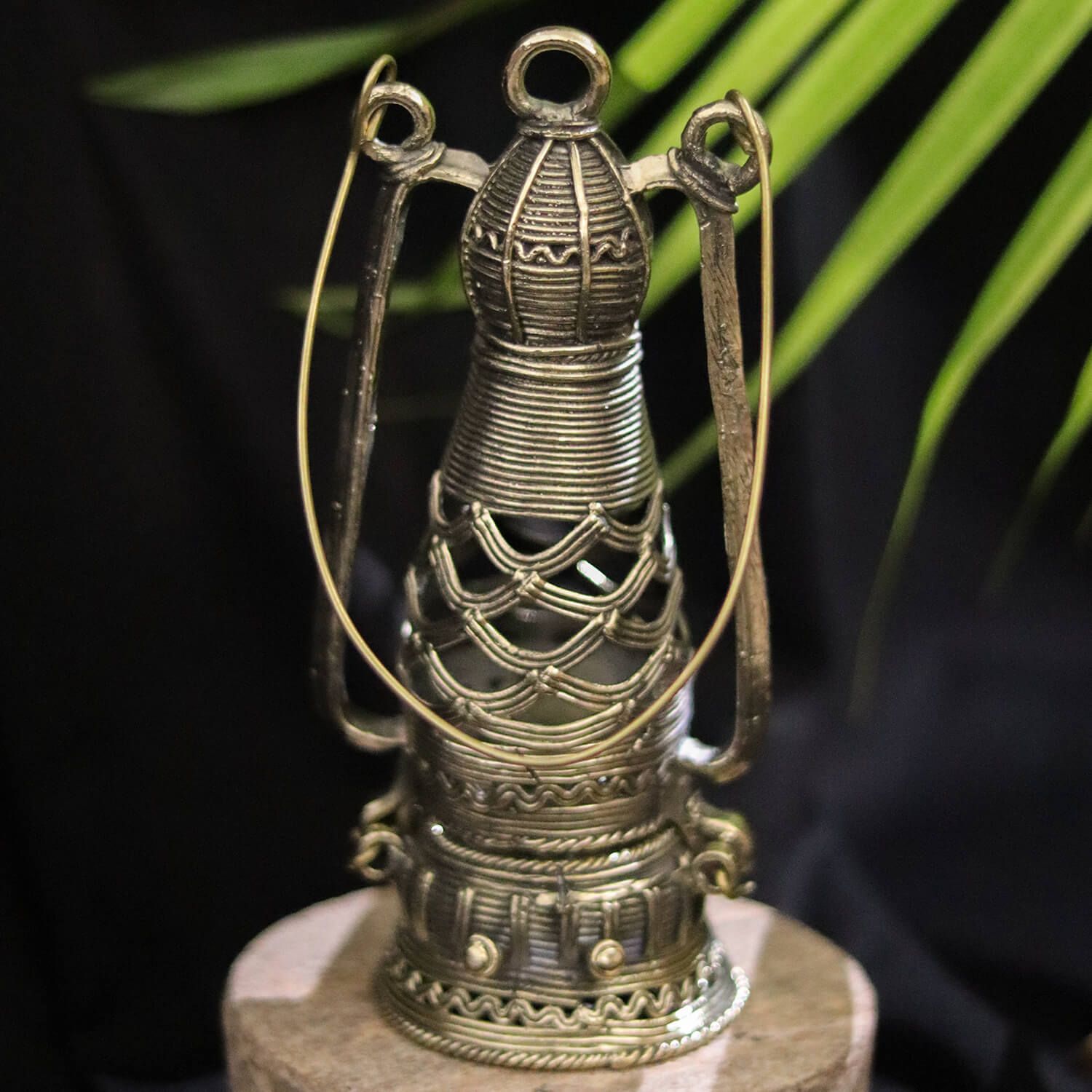 Lantern Crafted with Intricate Dhokra Carvings