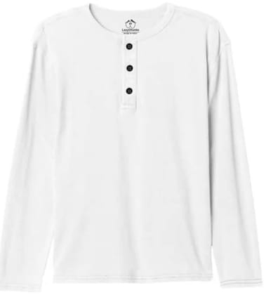 LazyOllie Long Sleeve Henley Shirt - White