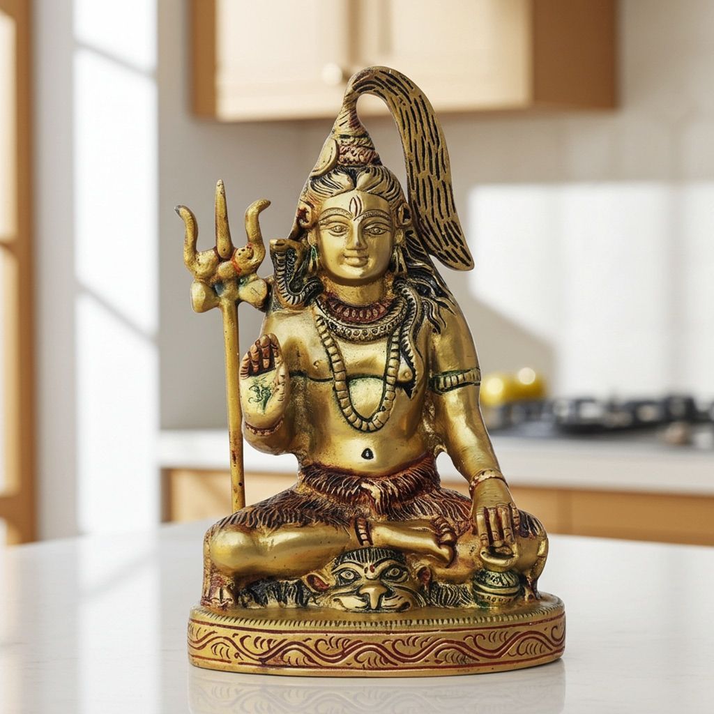Brass Shiv Ji Statue - Premium Home Temple Decor, Height : 7 Inch (BSMAS947 C)
