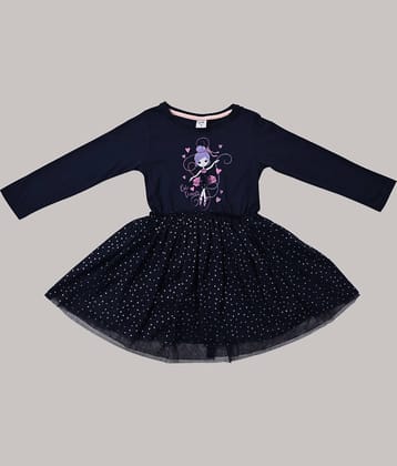 Cherry Tree Cotton Blend Frock For Girls ( Pack of 1 , Blue )