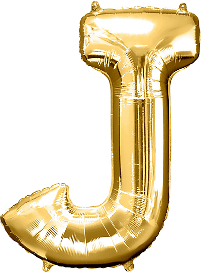 Alphabet J Golden Foil Balloon - Helium Or Air Filled - 40 inches - 1PC