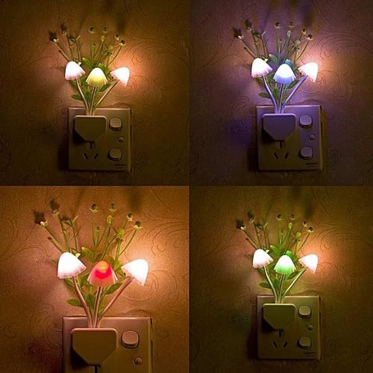 Elecsera Mushroom Sensor LED Color Night Lamp (10 cm, Multicolor)