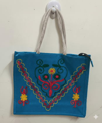 Blue Premium Jute Bag with Butterfly Design for Return Gifts