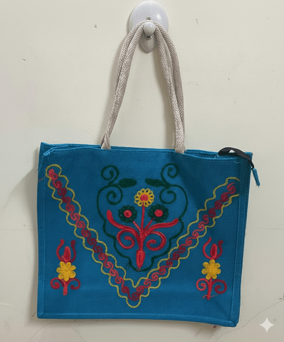 Blue Premium Jute Bag with Butterfly Design for Return Gifts