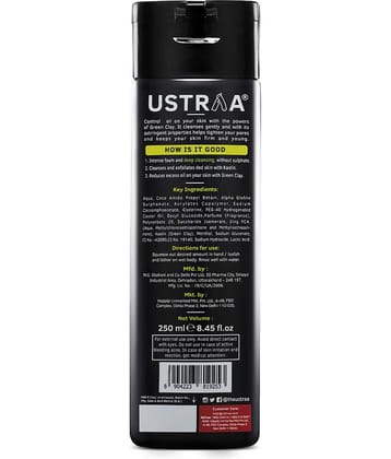 Ustraa Body Wash-Green Clay - 200 ml - Intense Oil Control - removes excess oil, No post-shower dryness, Intense foaming without sulphates