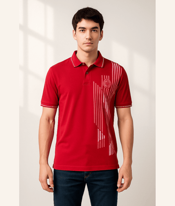 Dollar Men Cotton Regular Fit Printed Polo T Shirt ( Maroon )