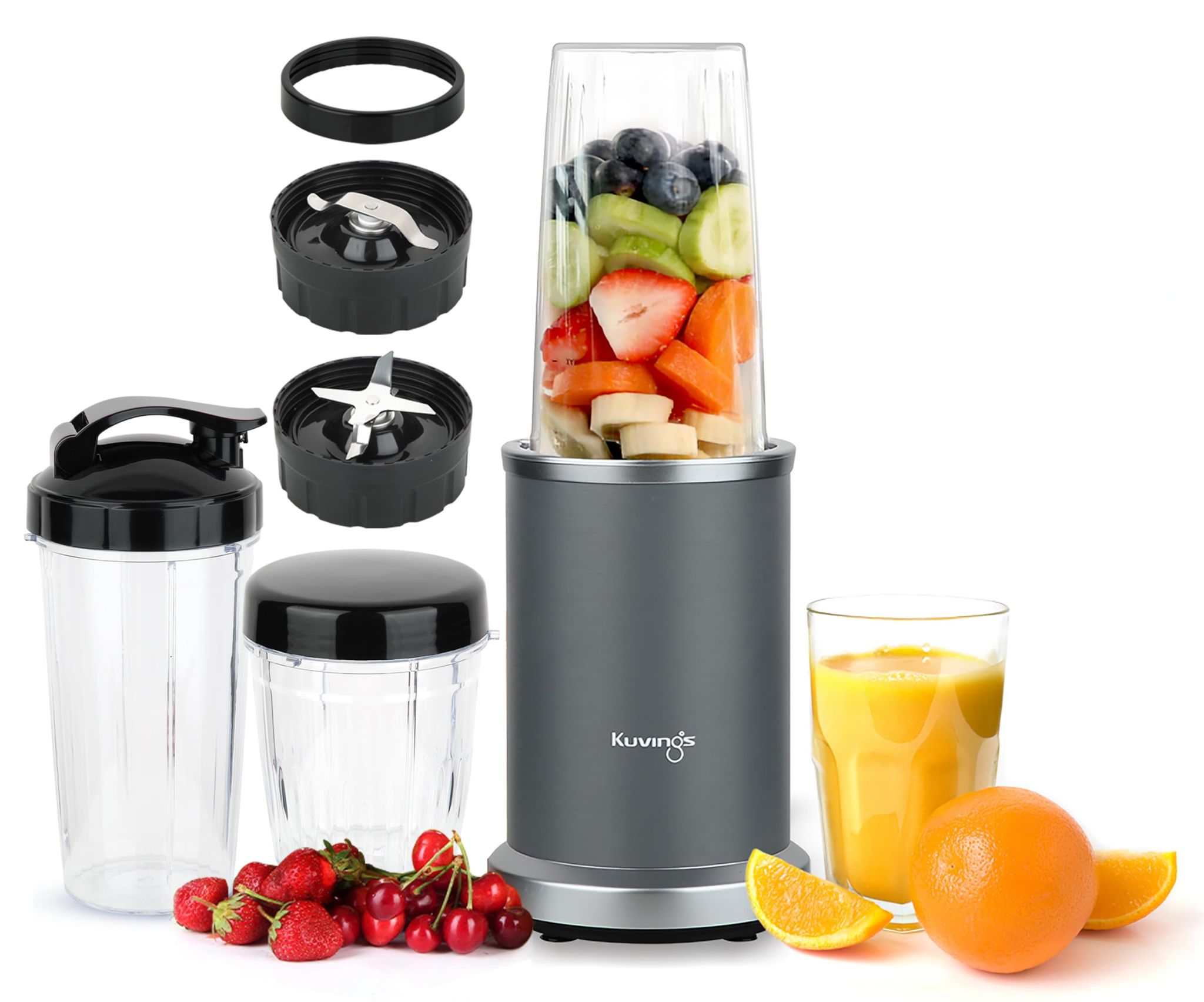 Kuvings 2025 New Nutri Blender PRO 2.0 Gunmetal Grey, Powerful 1000W Motor, Upgraded 2 Blades for Wet & Dry with 2 Jars, Mixer/Grinder/Smoothie Maker, Stainless Steel Body (Gunmetal Grey) Kuvings 2025 New Nutri Blender PRO 2.0 Gunmetal Grey, Powerful 100