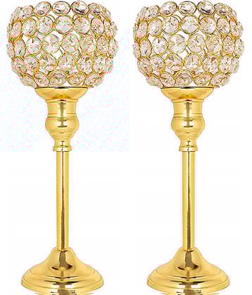 METAL MESTERY Gold Table Top Metal Tea Light Holder - Pack of 1