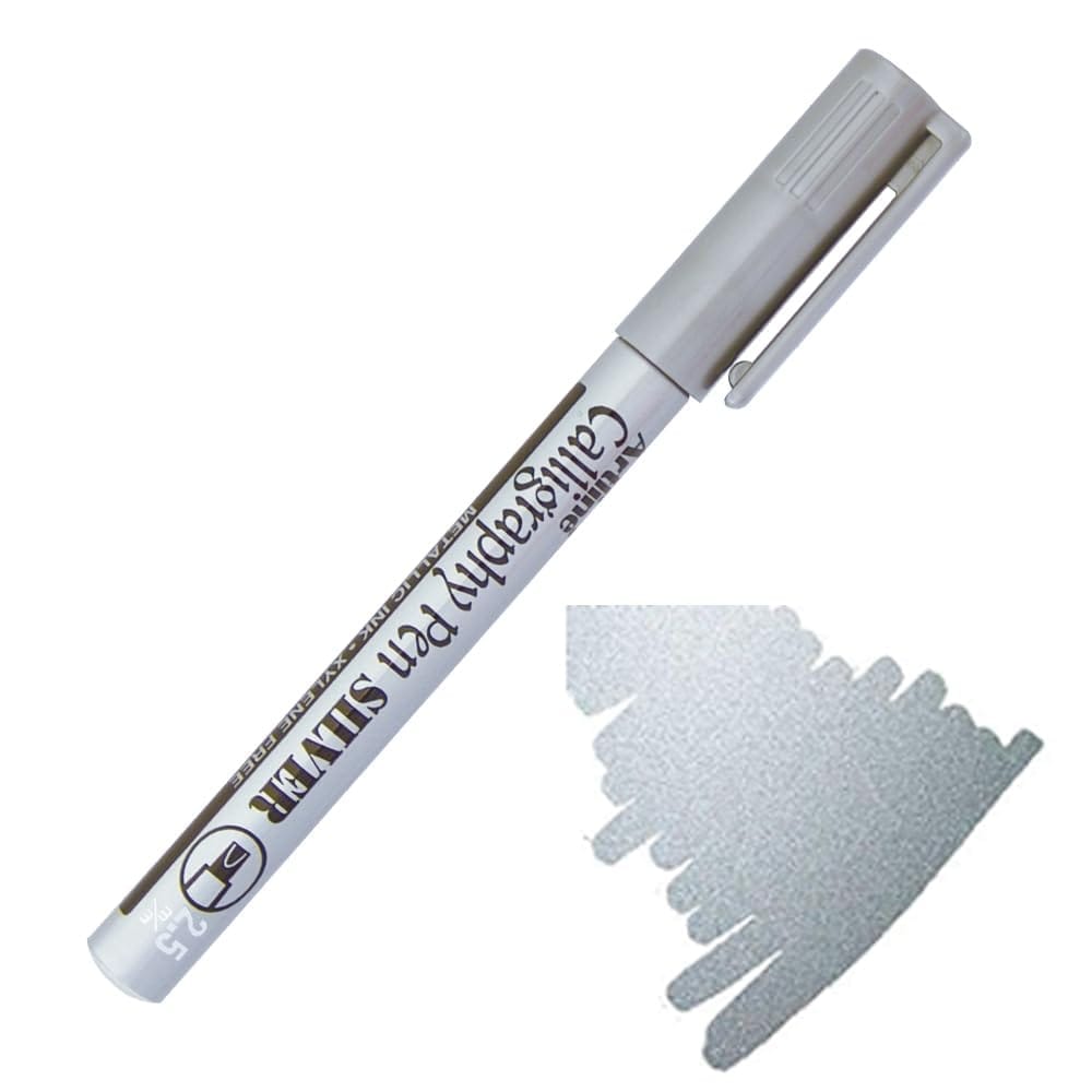 Artline Metallic Calligraphy Pen Pack of 12 (Silver Colours) | For Calligraphy & Decorative Writing
