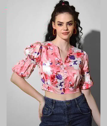 The Dry State Women's Satin Crop Top ( Pink )