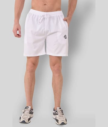 Forbro White Polyester Lycra Fitness Shorts Single
