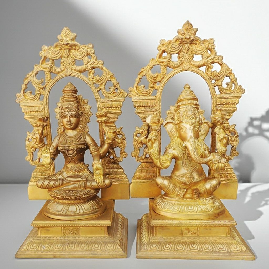 Brass Showpiece Ganesh & Laxmi (BSMAS006)