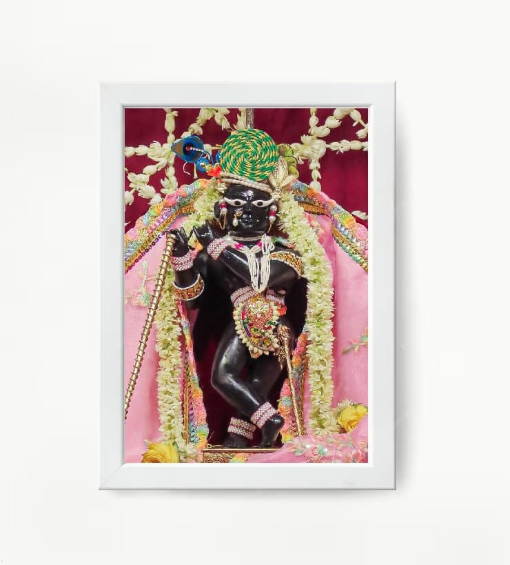 NOKKES Radha Raman Ji Vrindavan Radha Raman Thakur Ji White Photo Frames Religious Photo frame 5X7 Inch Photo Frame_QWW60