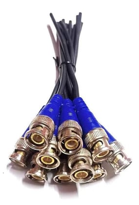 BNC Cable (Coxial) with Copper Wire Molded for CCTV Surveillance Camera (Platinum) - (Pack Of 10)