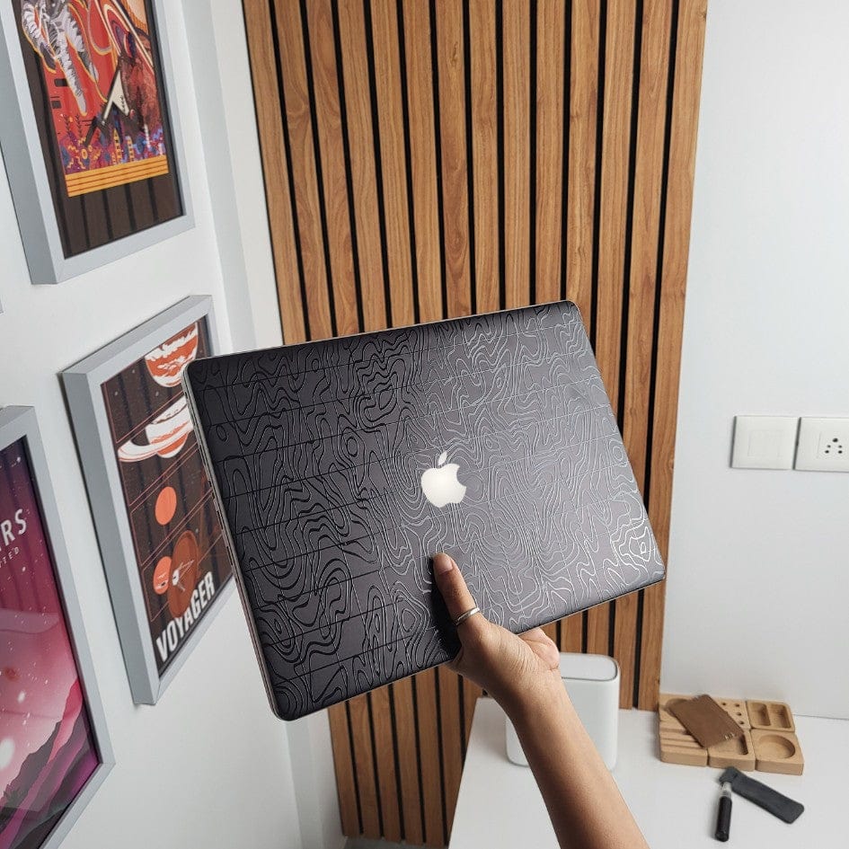 Black Topography Textured 3D MacBook Skins