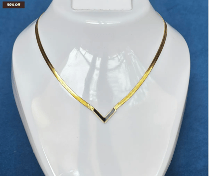 Anti Tarnish Stainless Steel Necklace - Black V Design