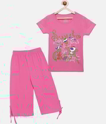 Sini Mini Pack of 1 Girls Cotton Shirt With Capris ( Pink )