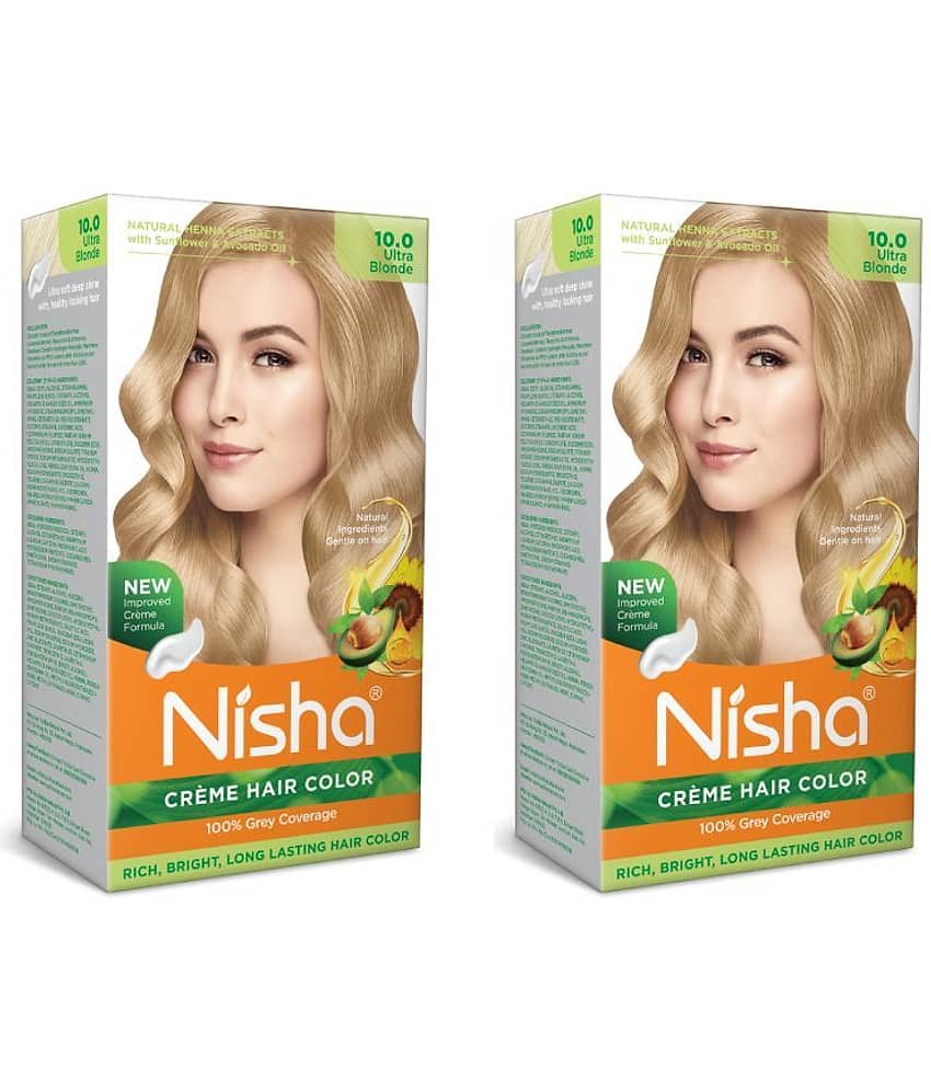 Nisha Creme Hair Color Ultra Blonde 150g Pack of 2, Permanent Hair Colour for Women & Men, Long Lasting Hair Color