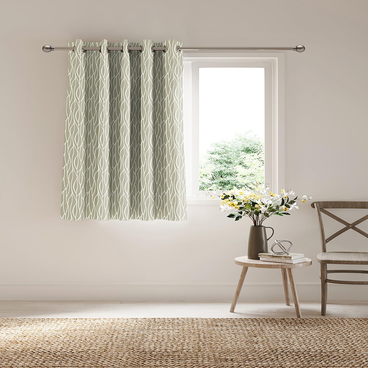 Ddecor Curtain Pack of 1, Polyster Jacquard Curtain, Window 5 FT, Willow, Room Darkening |135 CM X 160 CM, Beige