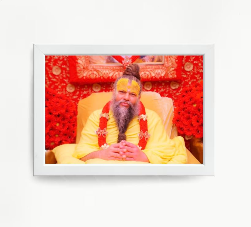 NOKKES Premanand Ji Maharaj White Religious Photo frame 5X7 Inch Photo Frame_WEW29