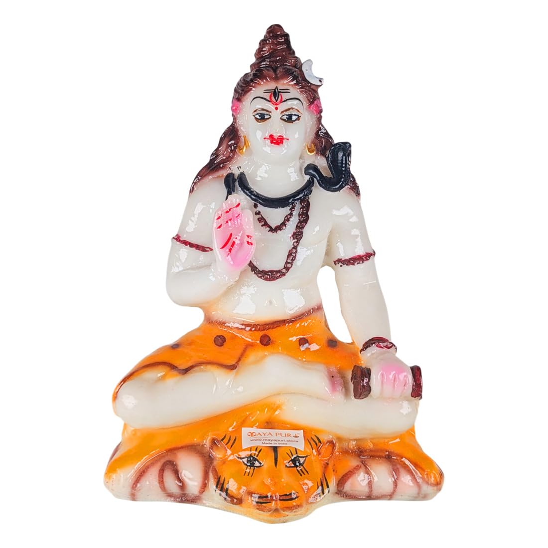 MAYAPURI Stone Dust Lord Shiva Shiv Ji Statue - Marble Dust Mahadev Maheshwar Bholenath Murti for Pooja Home Temple or Office Decor, (6.5 Inches Height, White)