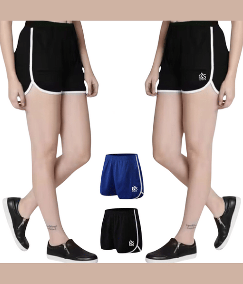 B.S sports wear Women Cotton Blend Regular Shorts ( Black )
