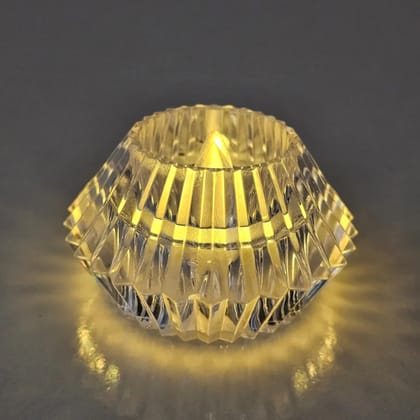Crystal Diamond Shaped LED Diya for Diwali, Festivals, Puja &  Home Decor--Set of 2