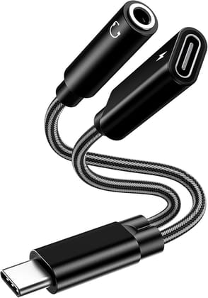 2-IN-1 TYPE C AUDIO CABLE ,USB Type C to 3.5mm Audio and Charger Adapter, USB C Splitter Aux with PD Fast Charging Dongle Cable Support Call Music Compatible with iPhone 16 15/Galaxy S23 S22 S21 S20
