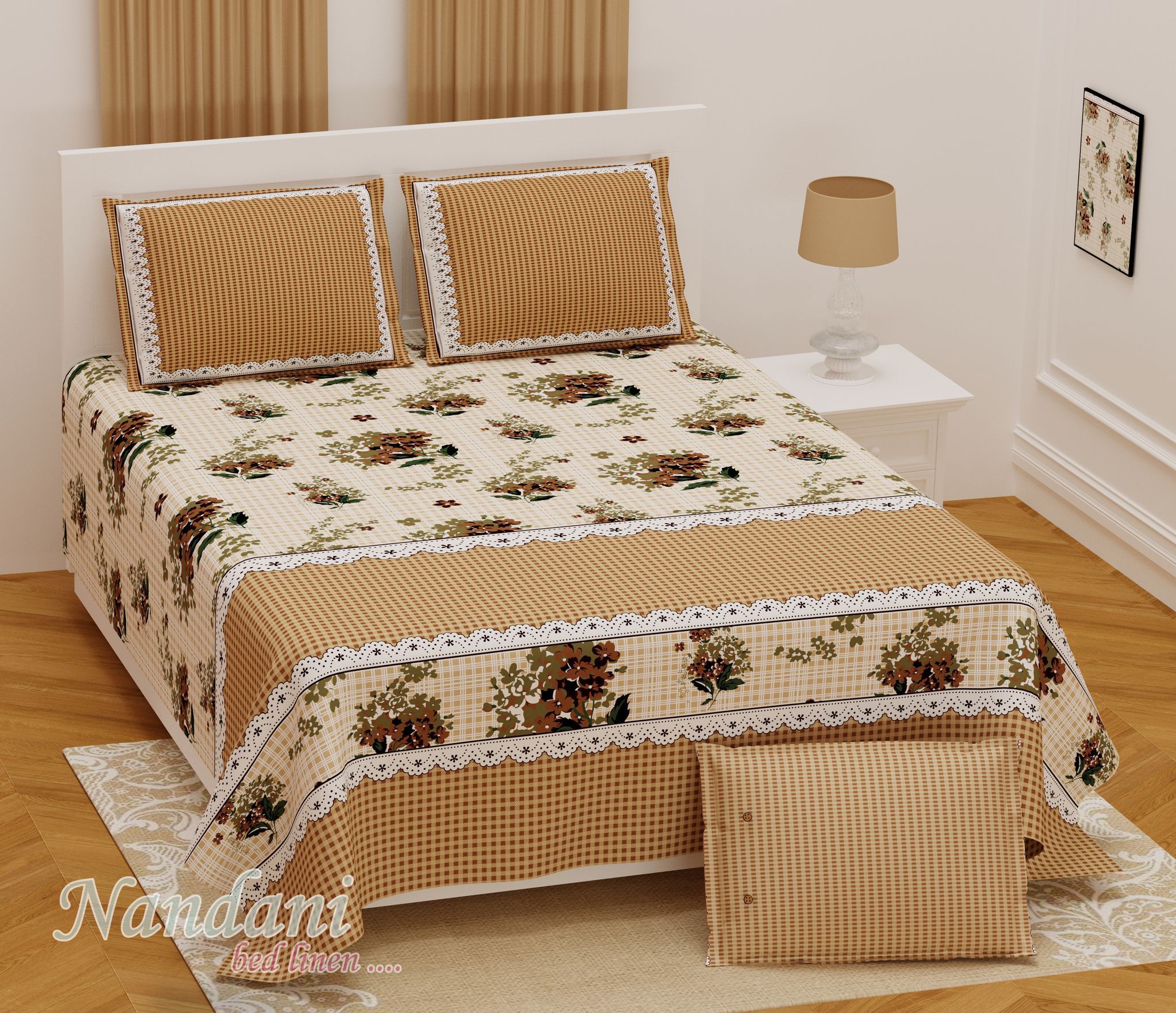 Everyday Comfort Pure Cotton Jaipuri Double Bedsheet & 2 Pillow Covers
