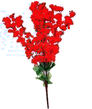 YUTIRITI Orchids Red Artificial Flowers Bunch - Pack of 1