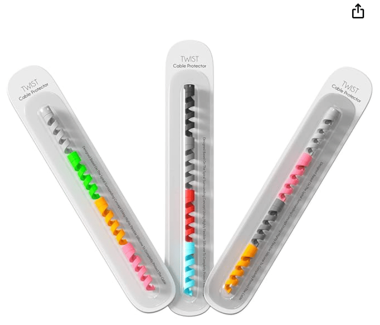 Lapster 24 pcs (Grey&Black) Spiral Charger Spiral Charger Cable Protectors for Wires Data Cable Saver Charging Cord Protective Cable Cover (grey-12 & black-12)