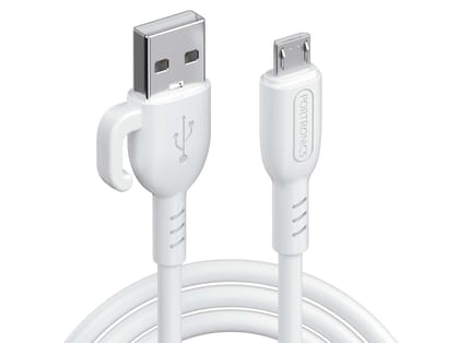 Portronics Konnect Core 3 - USB TO Micro 3.0A Max Output, 1M Cable Length, Strong PVC Material, Fast Data Sync - White