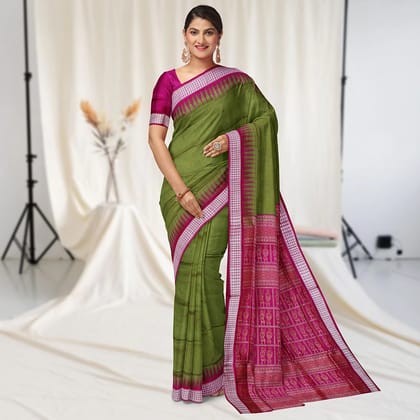 Rudraksh Temple border Bomkai silk saree