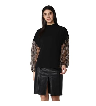 Women's Polyester Animal Print Long Sleeves Top (Black, XL)-PID55902
