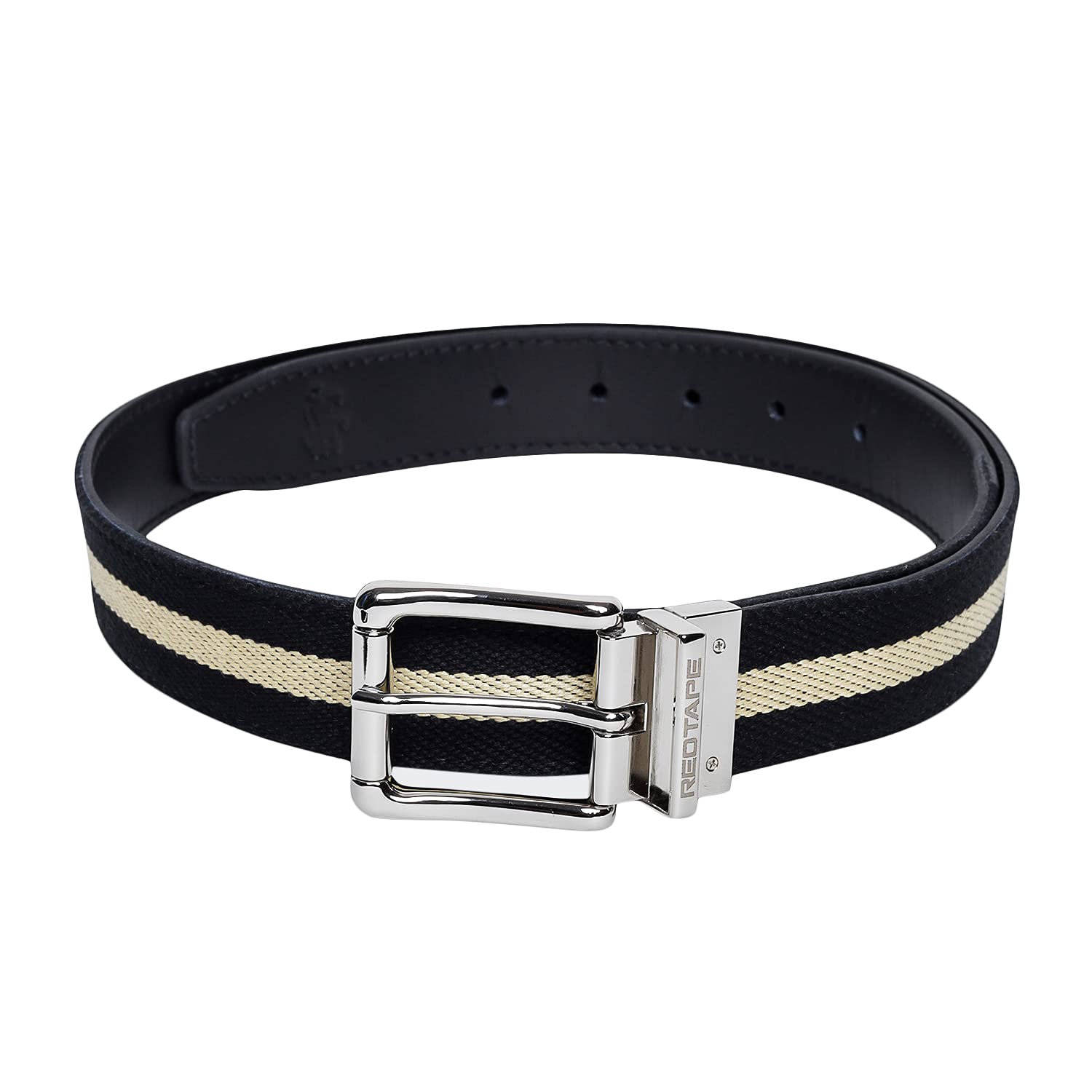 Red Tape Men Black Stone Leather Belt