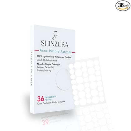 Shinzura Acne Pimple Patches 36 patches - 100% Hydrocolloid & 0.05% Salicylic Acid