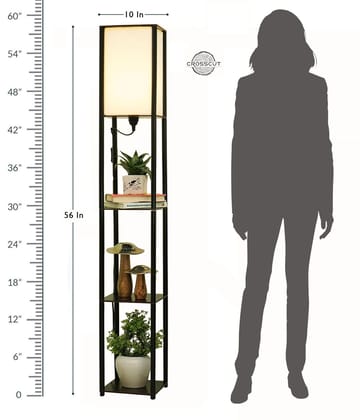 Furniture Tower Floor Lamp with Shelf (Cotton White). Diwali Decorative Item