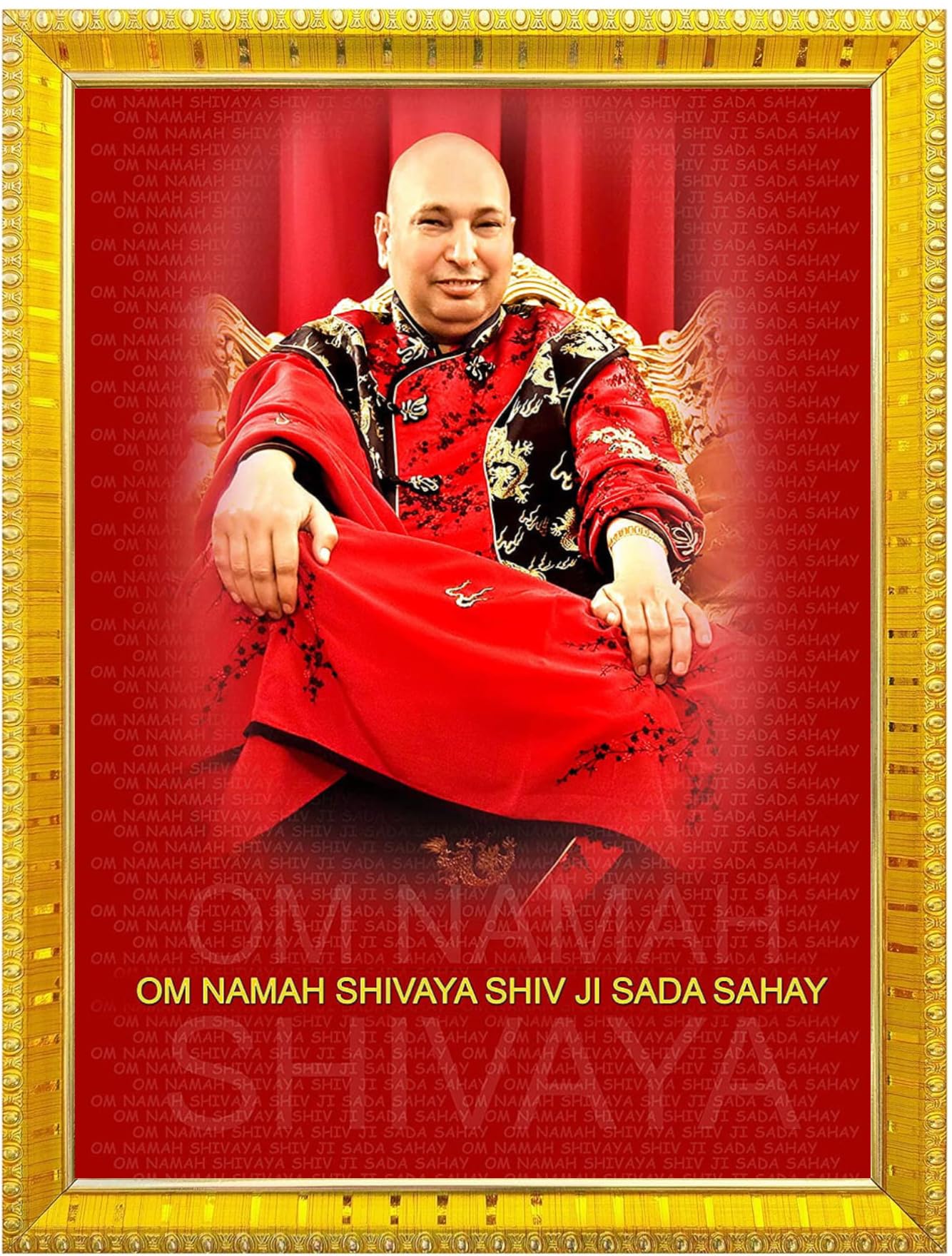 NOKKES Jai Guru Ji Swaroop Shukrana Guru Ji Golden 5X7 Inch Photo Frame_AQW5