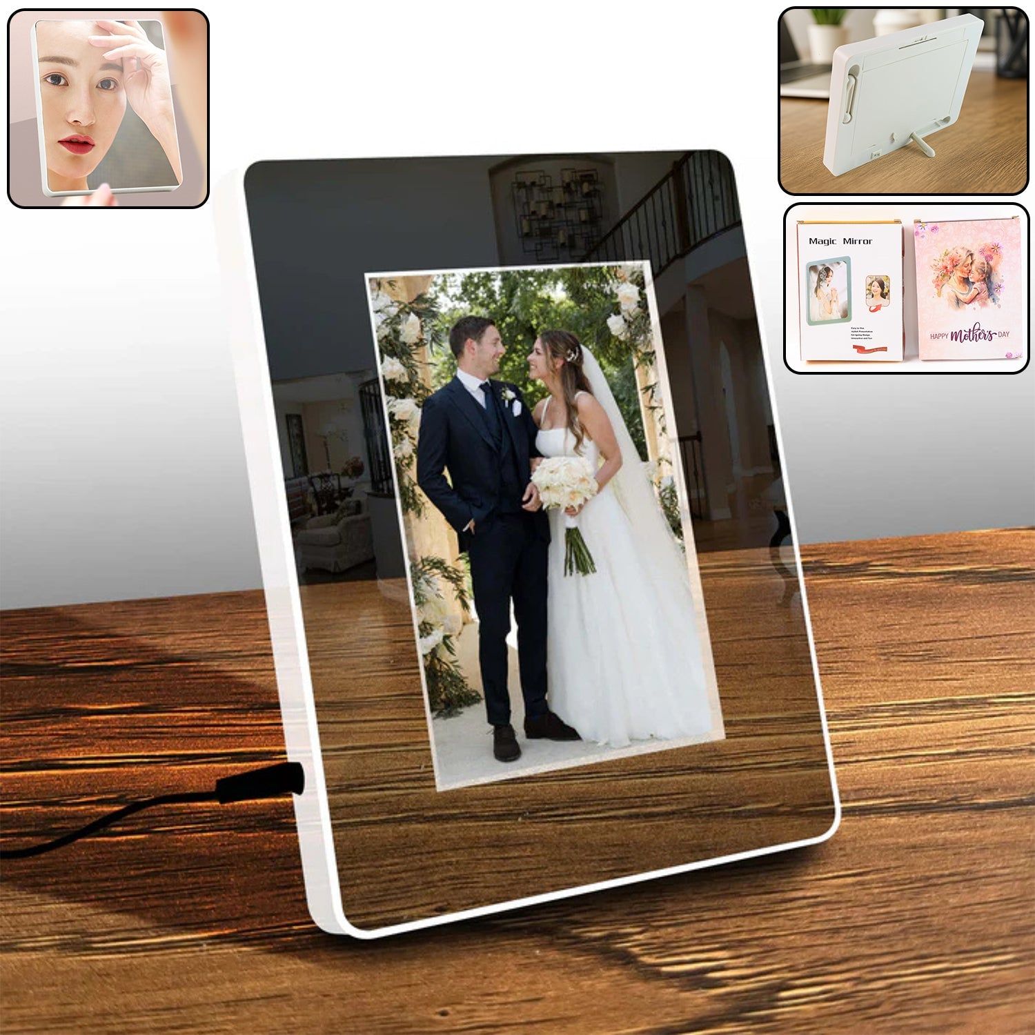 Multifunctional LED Magic Mirror with Hidden Photo Frame (1 Pc)