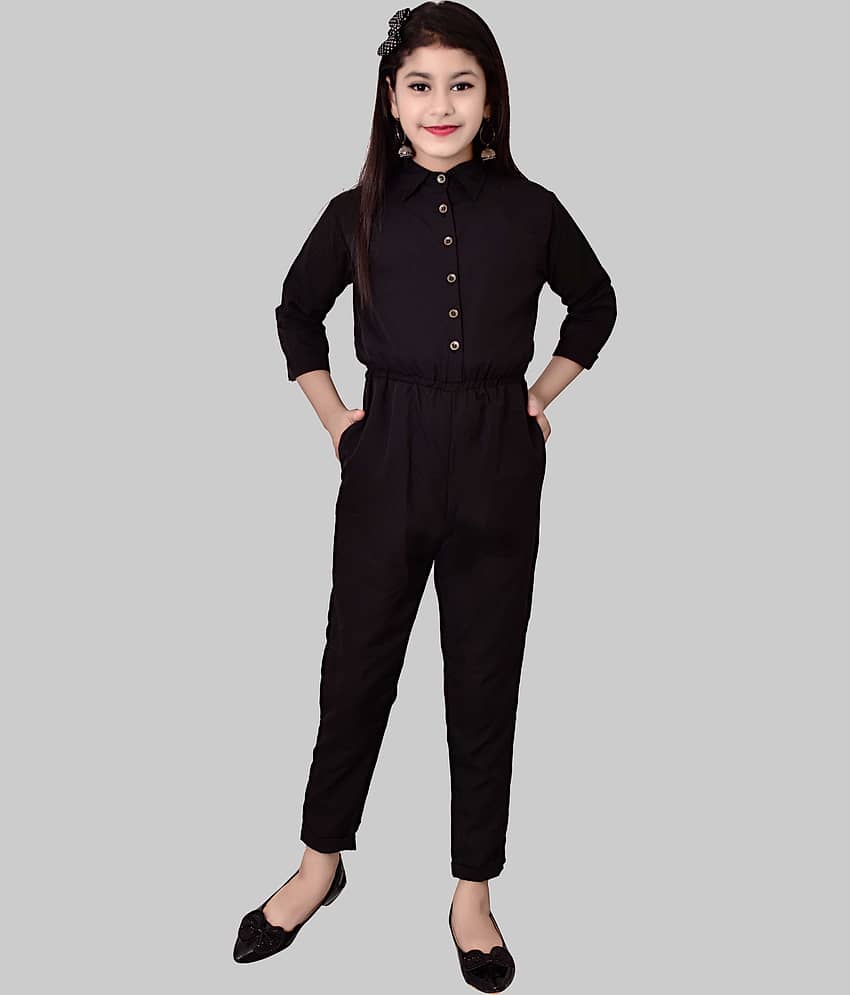Cherry Tree Girls Crepe Basic Jumpsuit ( Pack of 1 , Black )