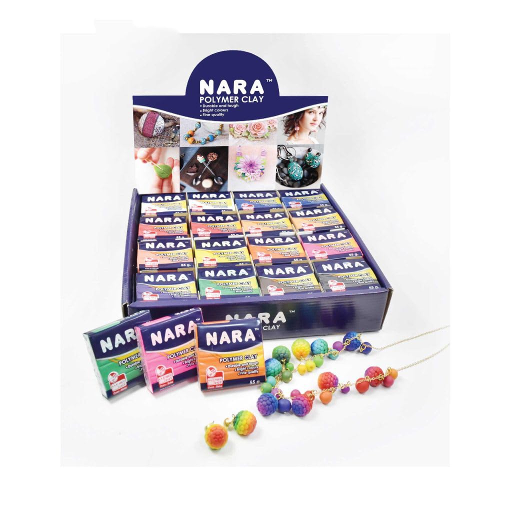 Artline Nara Clay Box of 12 Basic Colors, 48 Bars of Polymer Clay (55 Grams Each, Total 2, 640 Grams) | Perfect for Making Jewelry & Sculpture