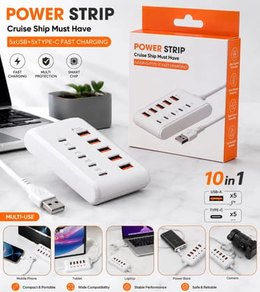 10-in-1 USB & Type-C Hub Adapter | Multiport USB Type-C Hub with Multiple Ports | High-Speed Data Transfer Hub for Laptop, PC, MacBook & Other Devices