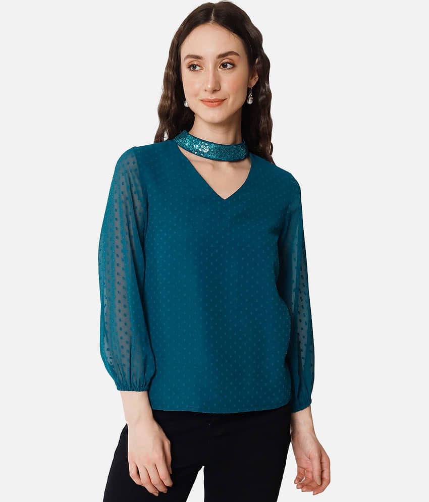 ALL WAYS YOU Women's Georgette Regular Top ( Blue )