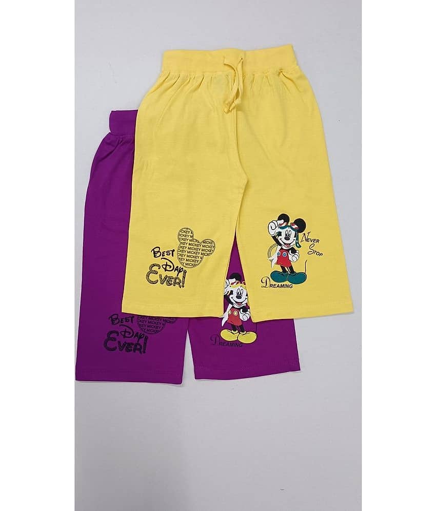 Little Funky Pack of 2 Girls Cotton Capris ( Multicolor )